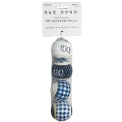 Wholesale - 4pk 2" NAVY BUFFALO PLAID SQUEAKER TENNIS BALL PET TOY RAE DUNN C/P 48, UPC: 192598895264